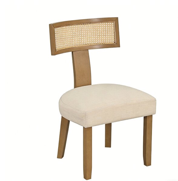 Costway Sedia da pranzo imbottita con sedile comodo e schienale curvo in rattan, Sedia moderna con piedini antiscivolo per soggiorno balcone e studio Naturale