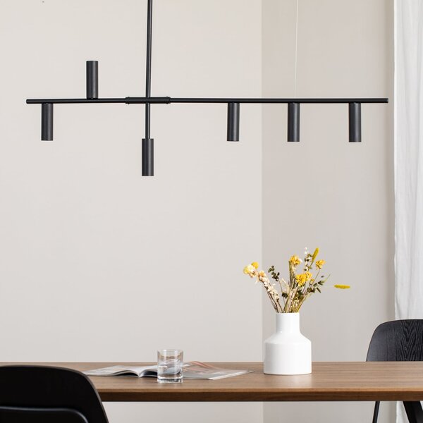 Lampada a sospensione ALDEX, Trevo 6, dimmerabile, Nero, Soggiorno, Metallo, Moderno