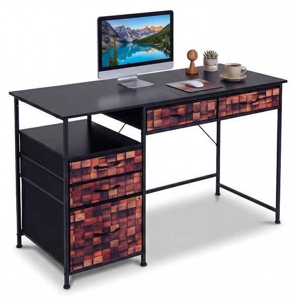 Costway Scrivania per computer da scrivania per studio con mensola, Tavolo per pc per ufficio camera da letto e sggiorno 120×50cm Nero