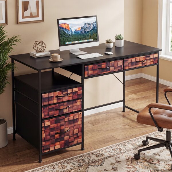Costway Scrivania per computer da scrivania per studio con mensola, Tavolo per pc per ufficio camera da letto e sggiorno 120×50cm Nero