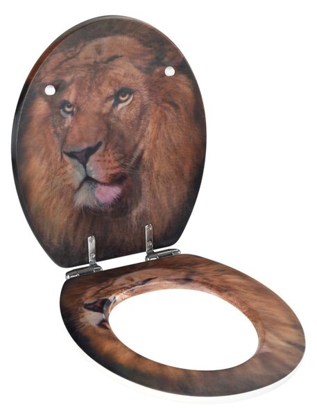 Sedile per wc con immagine 3D e chiusura facilitata , 44,5 x 38 cm Lion - Wenko