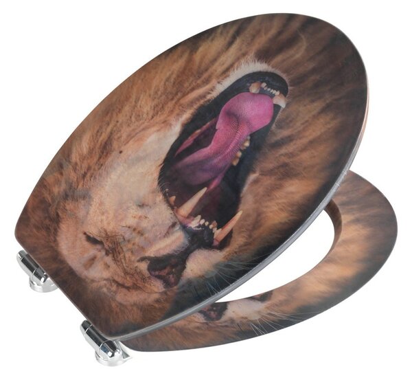 Sedile per wc con immagine 3D e chiusura facilitata , 44,5 x 38 cm Lion - Wenko