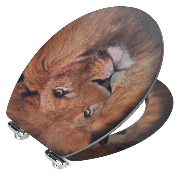 Sedile per wc con immagine 3D e chiusura facilitata , 44,5 x 38 cm Lion - Wenko
