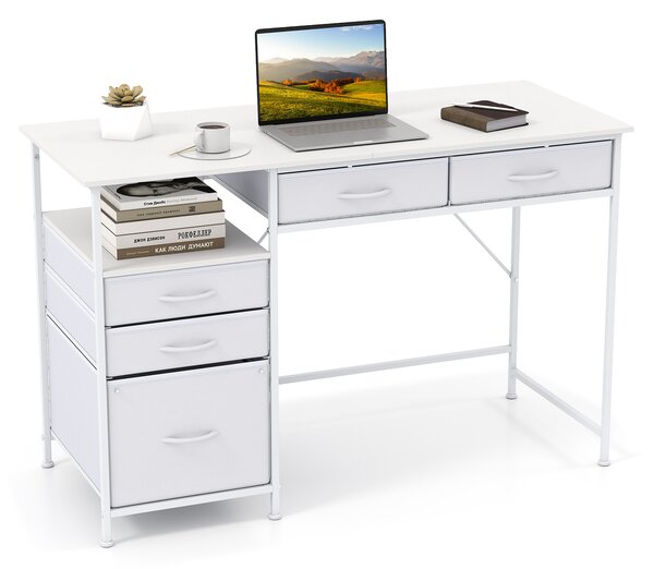 Costway Scrivania per computer da scrivania per studio con mensola, Tavolo per pc per ufficio camera da letto e sggiorno 120×50cm Bianco