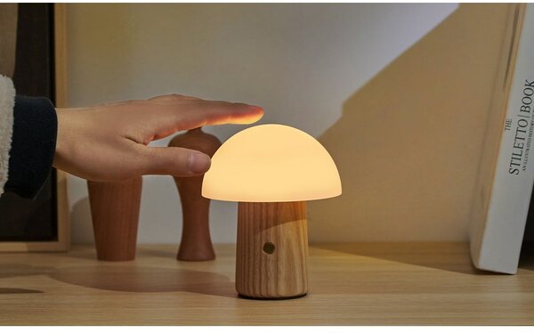 Lampada da tavolo dimmerabile in colore naturale con paralume in vetro (altezza 13 cm) Alice - Gingko