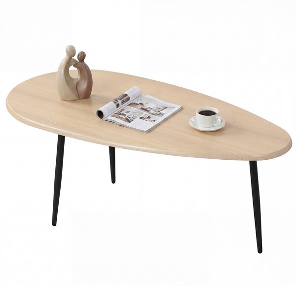 Costway Tavolino da caffè ovale in stile mid century e design compatto, Tavolino retro da divano per soggiorno ufficio e lounge Naturale