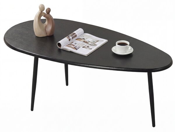 Costway Tavolino da caffè ovale in stile mid century e design compatto, Tavolino retro da divano per soggiorno ufficio e lounge Nero