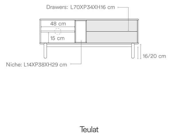 Mobile TV color crema 140x56x40 cm Corvo – Teulat