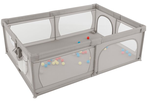 Costway Recinto extra large per neonati e bambini con rete traspirante, Box per bambini per interno ed esterno con palline Grigio