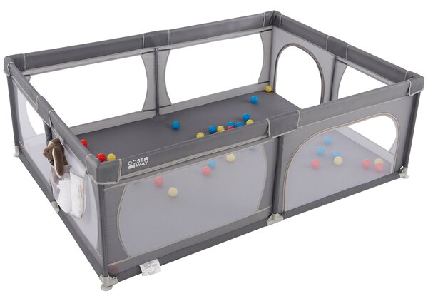 Costway Recinto extra large per neonati e bambini con rete traspirante, Box per bambini per interno ed esterno con palline Antracite