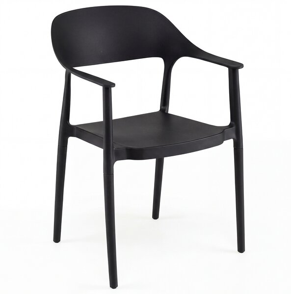 Costway Sedia da pranzo in plastica ergonomica con schienale cavo, Poltrona da tavolo impilabile per soggiorno e sala da pranzo Nero
