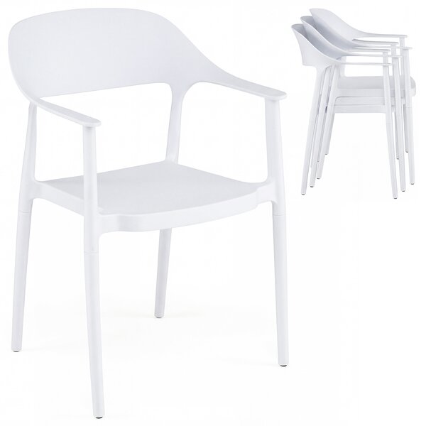 Costway Set di 4 sedie da pranzo in plastica ergonomica con schienale cavo, Poltrona da tavolo impilabile per soggiorno e sala da pranzo Bianco