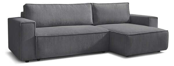 Divano letto a coste grigio scuro ad angolo variabile Nihad - Bobochic Paris