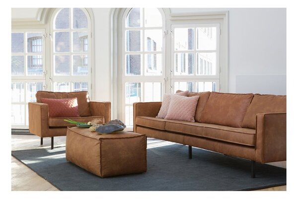 Poggiapiedi marrone cognac con rivestimento in finta pelle Rodeo – WOOOD