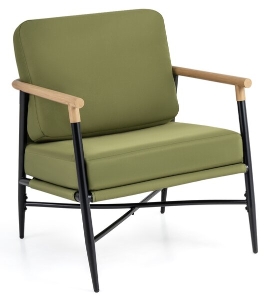 Costway Sedia moderna da salotto poltrona con cuscini rimovibili, Comoda poltrona per soggiorno camera da letto ufficio domestico Verde