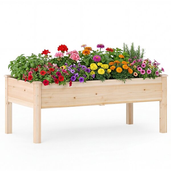 Costway Letto da giardino rialzato con gambe per verdure fiori erbe, Kit da giardinaggio da esterno e interno per balcone Naturale