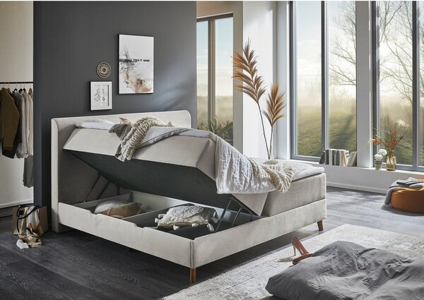 Letto boxspring beige con contenitore 160x200 cm Memphis - Meise Möbel