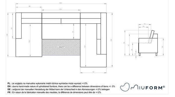 Divano letto a U in velluto turchese, angolo destro Stylish Stan - Miuform