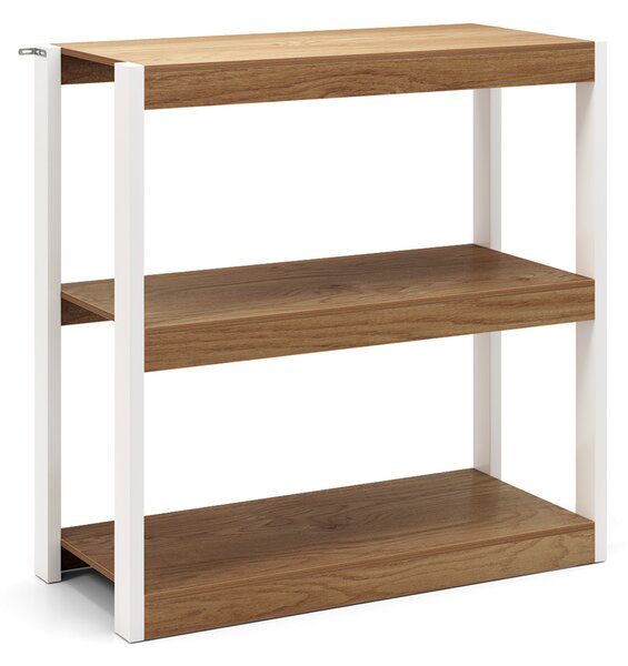 Costway Libreria a 3 ripiani con doppio kit anti-ribaltamento, Scaffale in legno per soggiorno Legno naturale