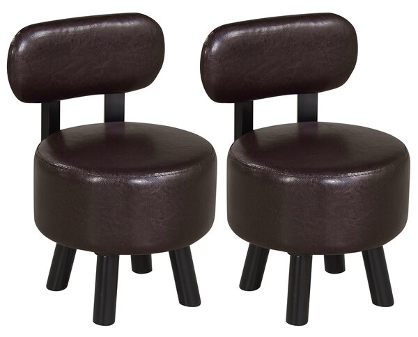 Costway Set di 2 sgabelli poggiapiedi con gambe in legno di gomma, Pouf imbottito da trucco per soggiorno camera da letto Noce