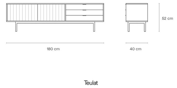 Mobile TV grigio-color legno naturale effetto rovere 180x52 cm Sierra - Teulat