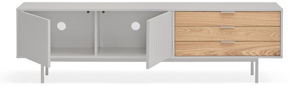 Mobile TV grigio-color legno naturale effetto rovere 180x52 cm Sierra - Teulat