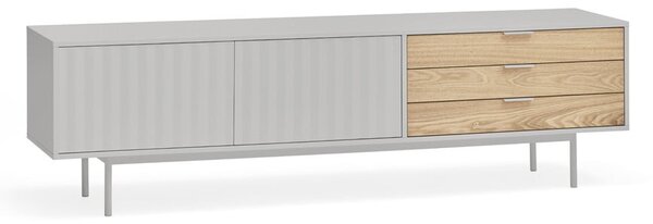 Mobile TV grigio-color legno naturale effetto rovere 180x52 cm Sierra - Teulat