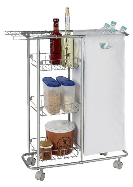 Scaffale mobile universale con cestino , 28 l Slim - Wenko