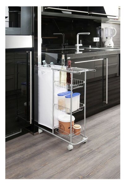 Scaffale mobile universale con cestino , 28 l Slim - Wenko
