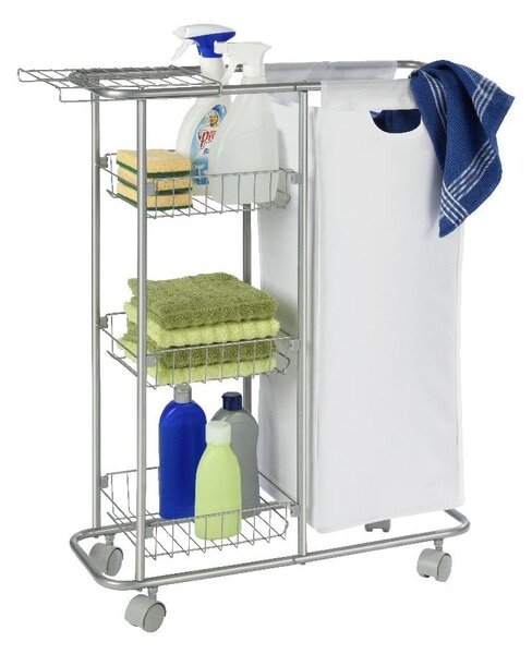 Scaffale mobile universale con cestino , 28 l Slim - Wenko