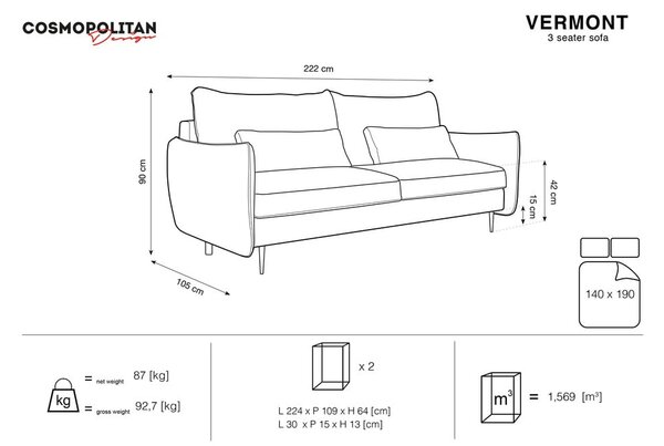 Divano letto beige con contenitore Vermont - Cosmopolitan Design