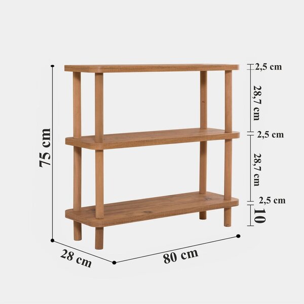 Libreria in pino decorato in colore naturale 80x75 cm Step - Kalune Design