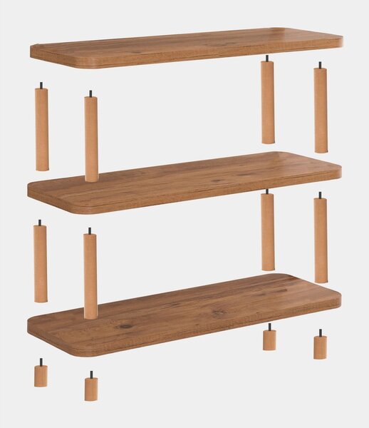 Libreria in pino decorato in colore naturale 80x75 cm Step - Kalune Design