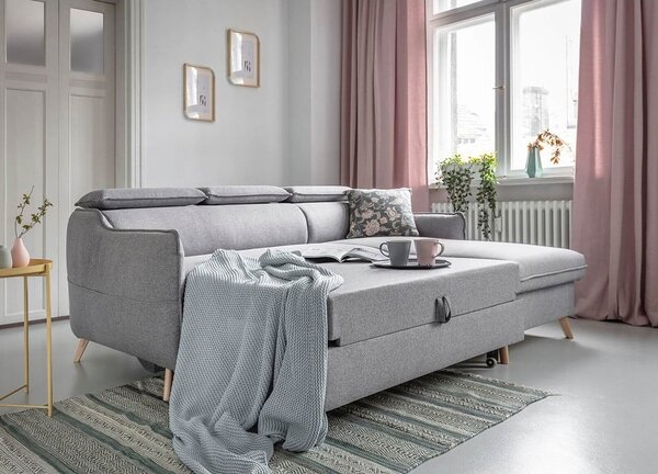Divano letto angolare grigio chiaro (angolo destro) Sweet Harmony - Miuform