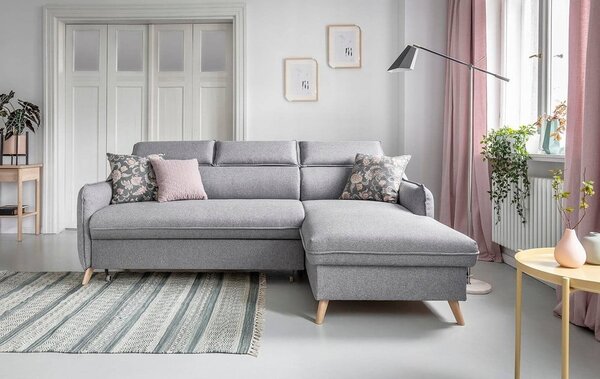 Divano letto angolare grigio chiaro (angolo destro) Sweet Harmony - Miuform