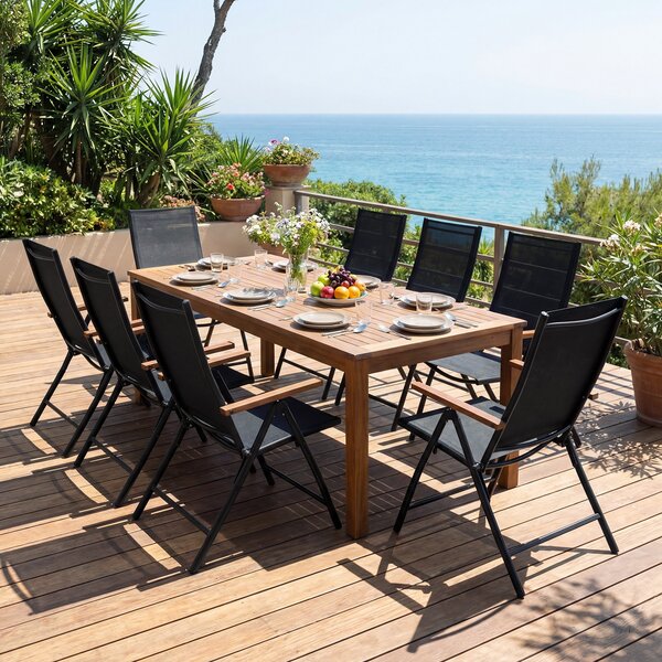 Costway Set di 2 sedie da esterno sedie pieghevoli in tessuto traspirante con schienale regolabile e braccioli, Perfette per balcone giardino terrazza