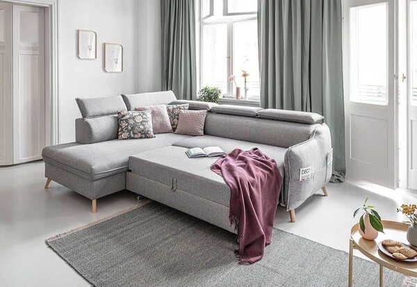 Divano letto angolare grigio chiaro (angolo sinistro) Sweet Harmony - Miuform