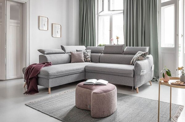 Divano letto angolare grigio chiaro (angolo sinistro) Sweet Harmony - Miuform