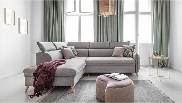 Divano letto angolare grigio chiaro (angolo sinistro) Sweet Harmony - Miuform