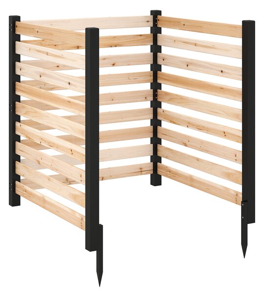 Costway Recinzione da giardino in legno design a doghe pannelli frangivista, 3 Pannelli per recinzione decorativa con 3 picchetti da esterno