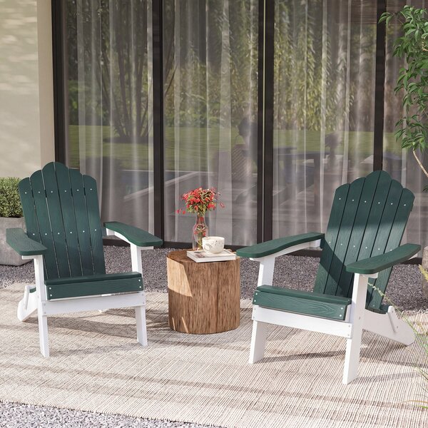 Costway Sedia adirondack pieghevole in acciaio inossidabile per giardino, Sedia da patio in hips con braccioli larghi Verde
