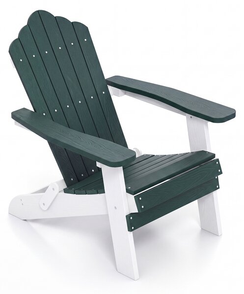 Costway Sedia adirondack pieghevole in acciaio inossidabile per giardino, Sedia da patio in hips con braccioli larghi Verde