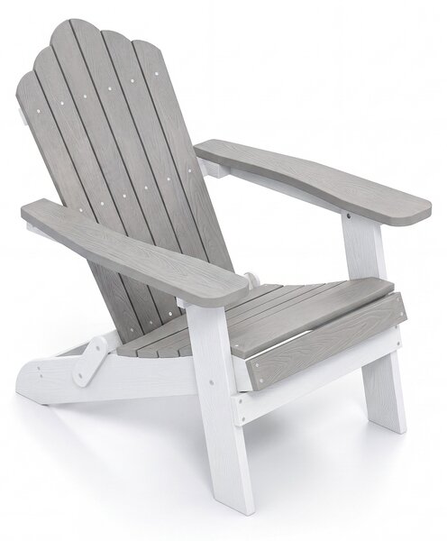 Costway Sedia adirondack pieghevole in acciaio inossidabile per giardino, Sedia da patio in hips con braccioli larghi Grigio