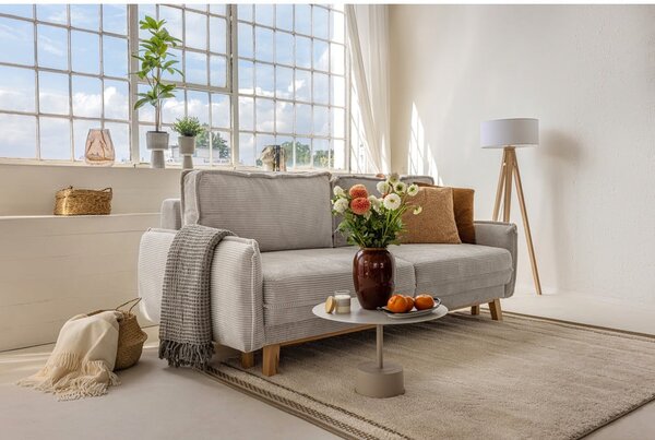 Divano letto in velluto a coste beige 218 cm Tori - Bonami Selection