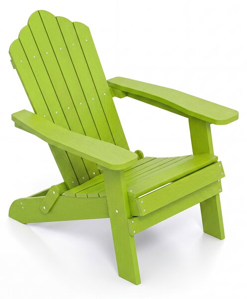 Costway Sedia adirondack pieghevole in acciaio inossidabile per giardino, Sedia da patio in hips con braccioli larghi Verde chiaro