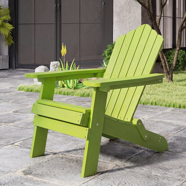 Costway Sedia adirondack pieghevole in acciaio inossidabile per giardino, Sedia da patio in hips con braccioli larghi Verde chiaro