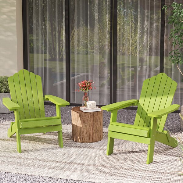 Costway Sedia adirondack pieghevole in acciaio inossidabile per giardino, Sedia da patio in hips con braccioli larghi Verde chiaro