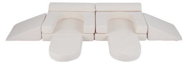 Costway Divano da gioco per bambini trasformabile tessuto suede e schiuma ad alta elasticità, Poltrona modulare a 10 pezzi Beige