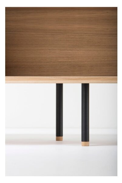 Tavolo TV in legno di quercia di colore nero-naturale 200x48 cm Fina - Gazzda