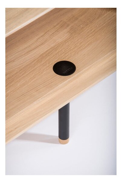 Tavolo TV in legno di quercia di colore nero-naturale 200x48 cm Fina - Gazzda
